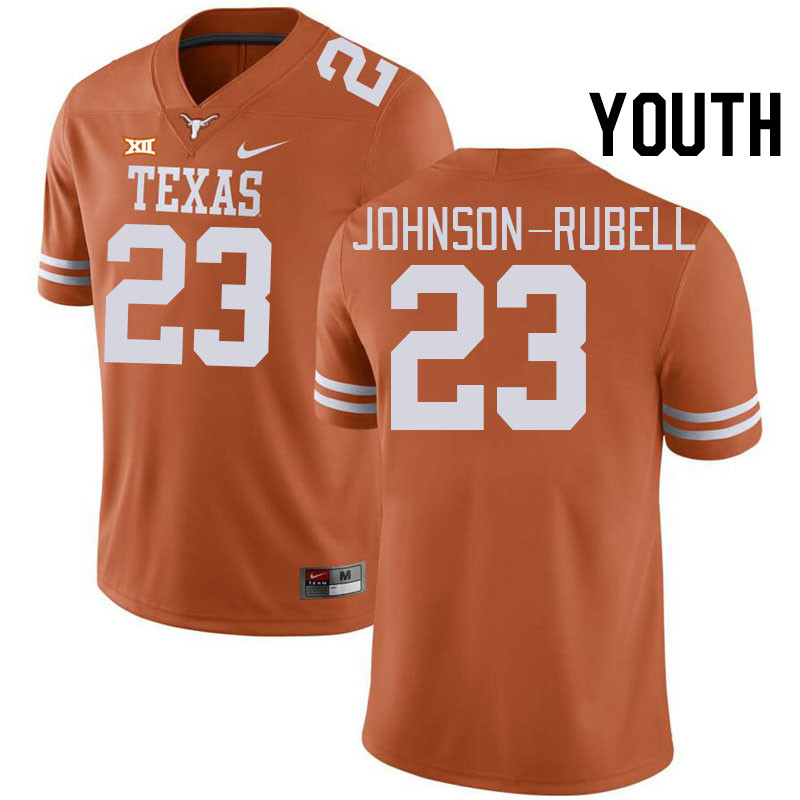 Youth #23 Jordon Johnson-Rubell Texas Longhorns College Football Jerseys Stitched-Orange